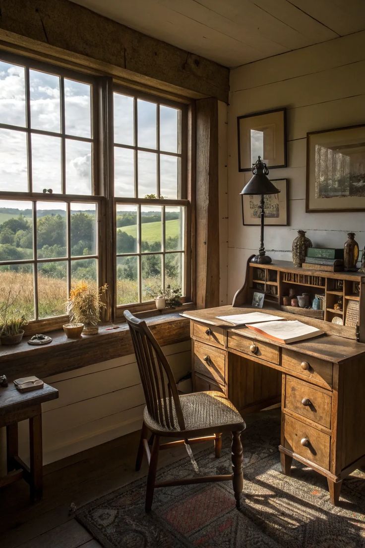 antique, farmhouose country cottage home office & library ideas and furniture shop