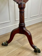 Large antique Chippendale style cheval mirror with tilting oval plate and brass lion feet, perfect statement mirror for Georgian cottage interior