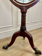 Large antique Chippendale style cheval mirror with tilting oval plate and brass lion feet, perfect statement mirror for Georgian cottage interior