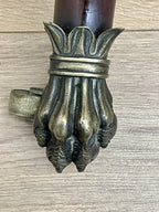 Large antique Chippendale style cheval mirror with tilting oval plate and brass lion feet, perfect statement mirror for Georgian cottage interior