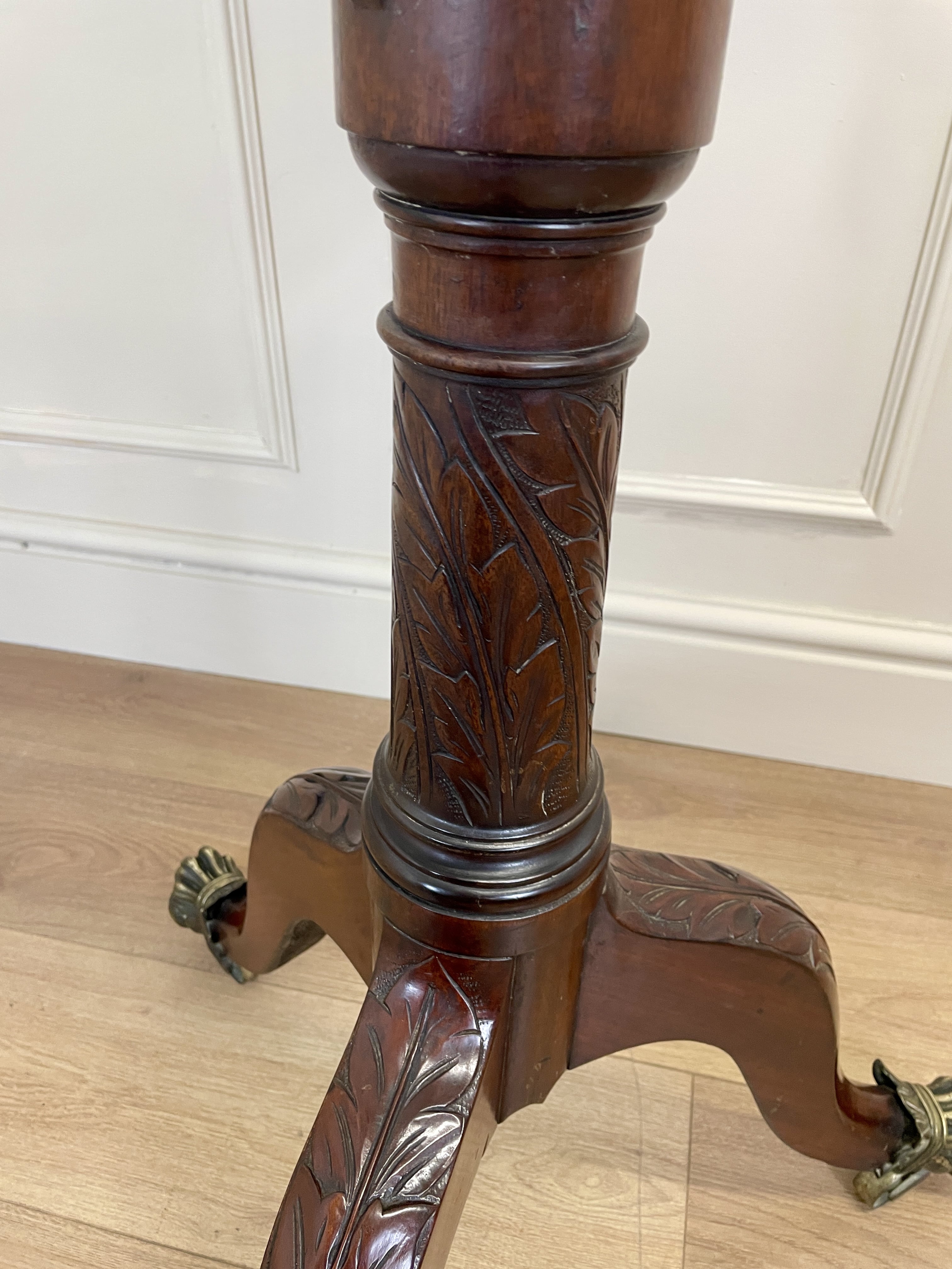 Large antique Chippendale style cheval mirror with tilting oval plate and brass lion feet, perfect statement mirror for Georgian cottage interior