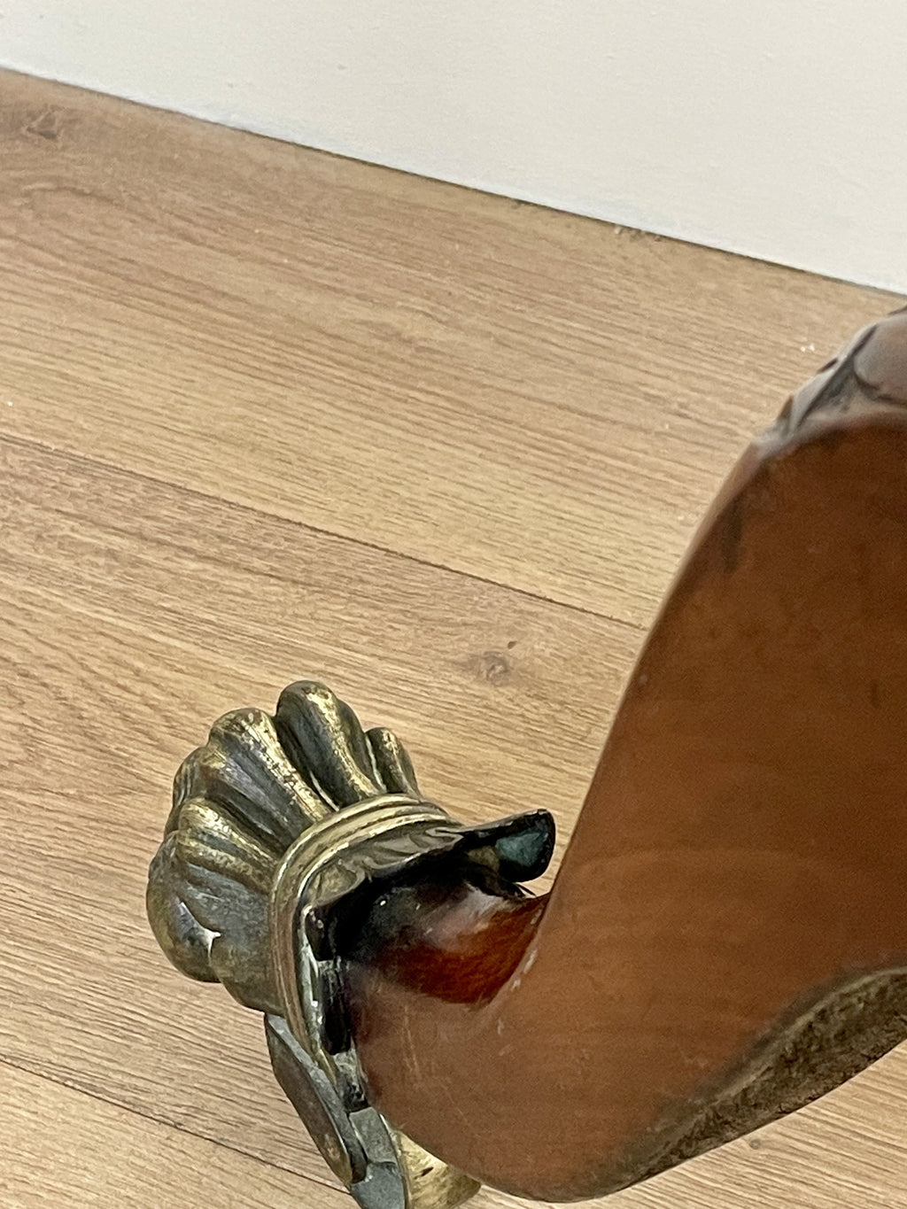 Large antique Chippendale style cheval mirror with tilting oval plate and brass lion feet, perfect statement mirror for Georgian cottage interior