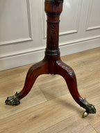 Large antique Chippendale style cheval mirror with tilting oval plate and brass lion feet, perfect statement mirror for Georgian cottage interior