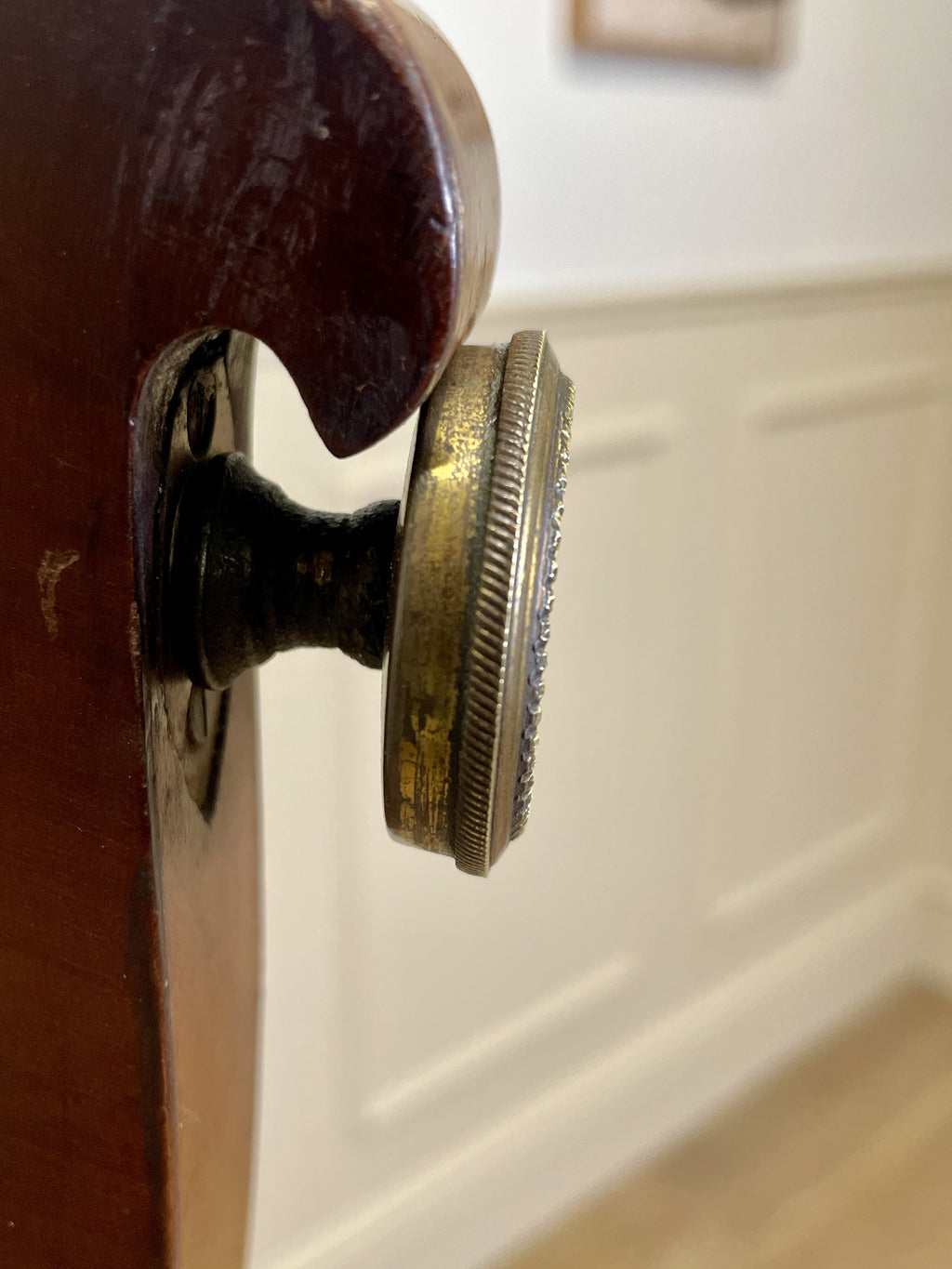 Large antique Chippendale style cheval mirror with tilting oval plate and brass lion feet, perfect statement mirror for Georgian cottage interior