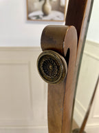 Large antique Chippendale style cheval mirror with tilting oval plate and brass lion feet, perfect statement mirror for Georgian cottage interior