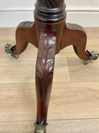 Large antique Chippendale style cheval mirror with tilting oval plate and brass lion feet, perfect statement mirror for Georgian cottage interior