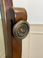 Large antique Chippendale style cheval mirror with tilting oval plate and brass lion feet, perfect statement mirror for Georgian cottage interior