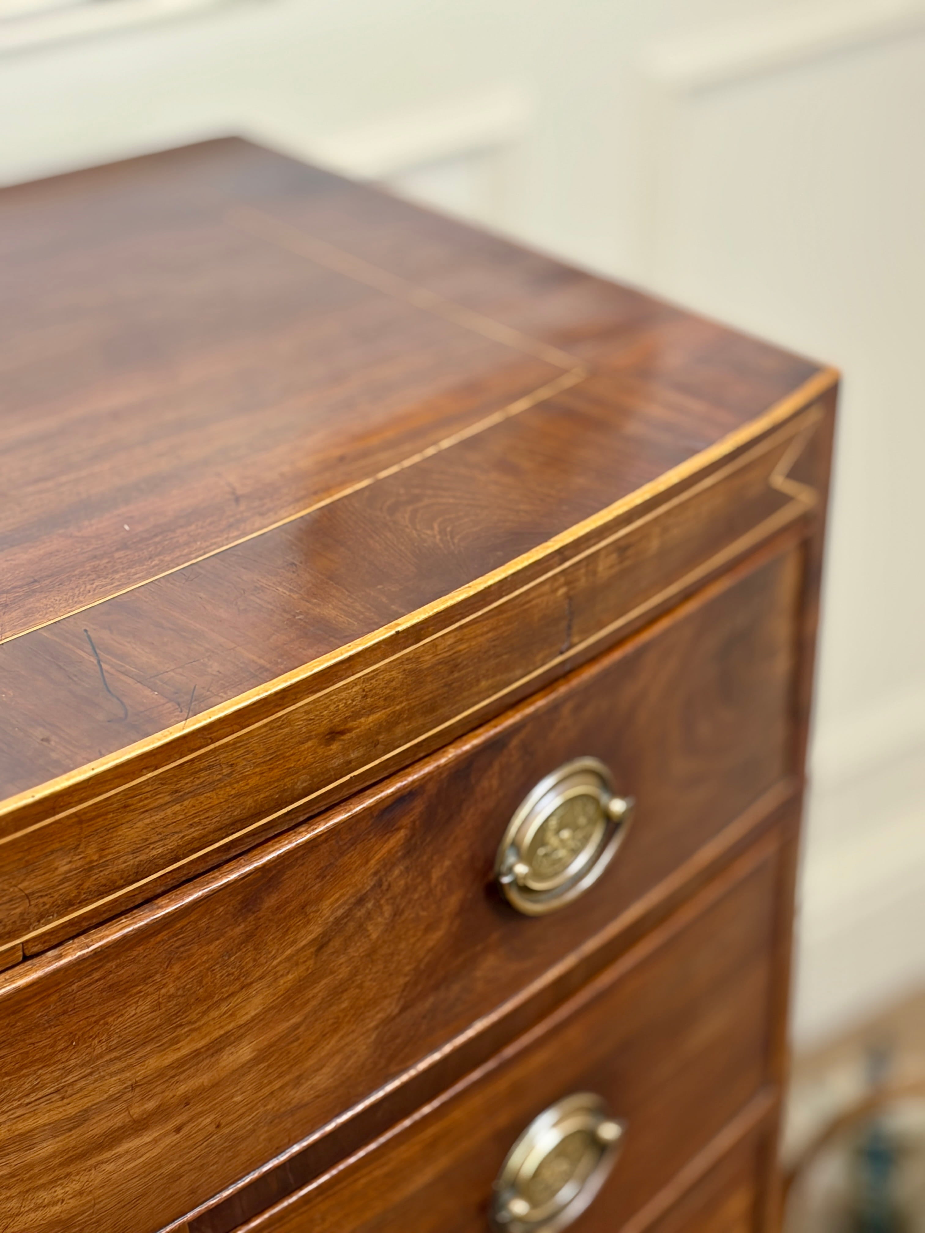Antique Country Regency Bow Fronted Chest of Drawers