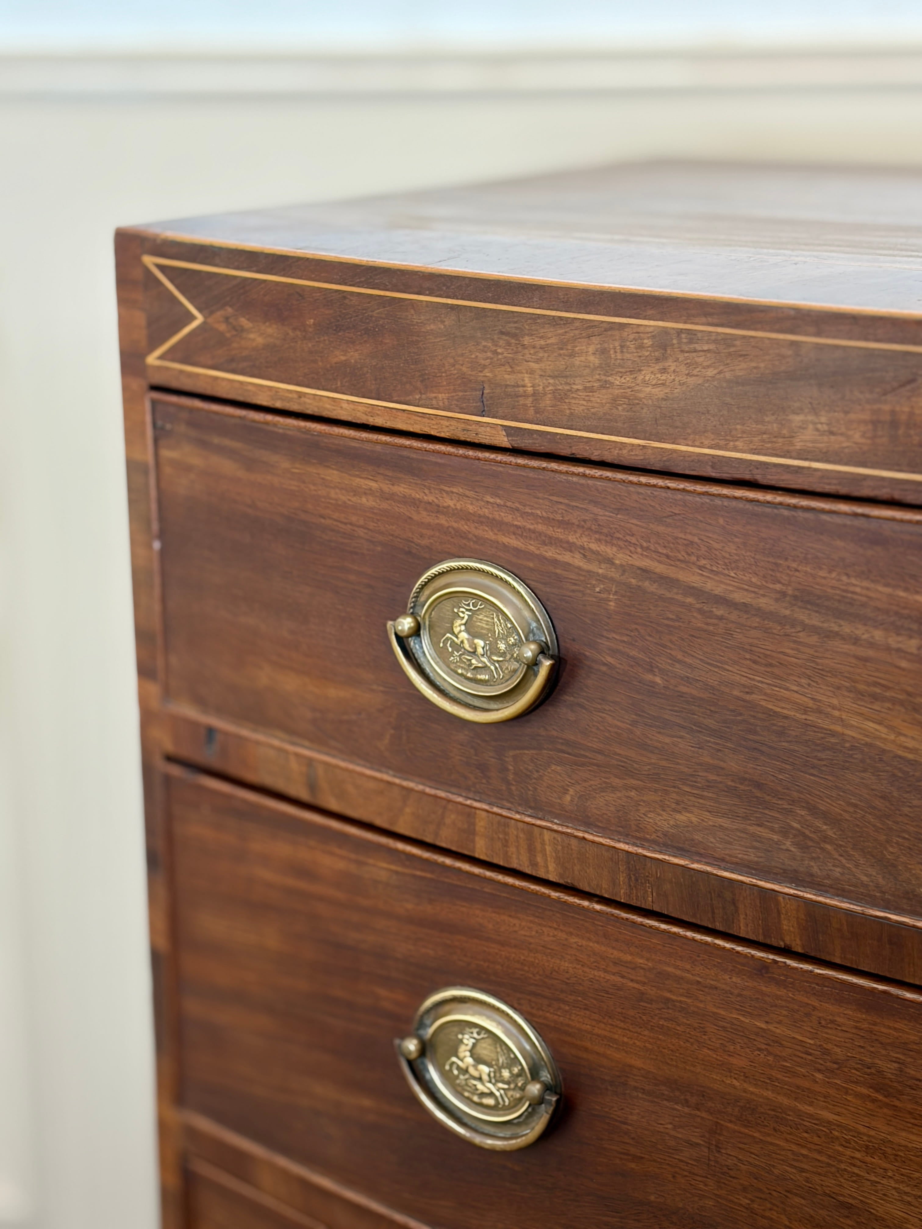 Antique Country Regency Bow Fronted Chest of Drawers