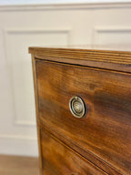 Antique small Georgian mahogany chest of drawers with three drawers and brass fittings