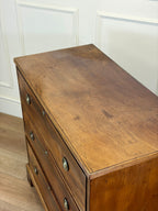 Antique small Georgian mahogany chest of drawers with three drawers and brass fittings