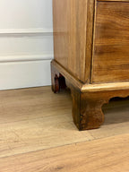 Antique small Georgian mahogany chest of drawers with three drawers and brass fittings