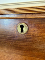 Antique small Georgian mahogany chest of drawers with three drawers and brass fittings