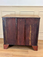 Antique small Georgian mahogany chest of drawers with three drawers and brass fittings