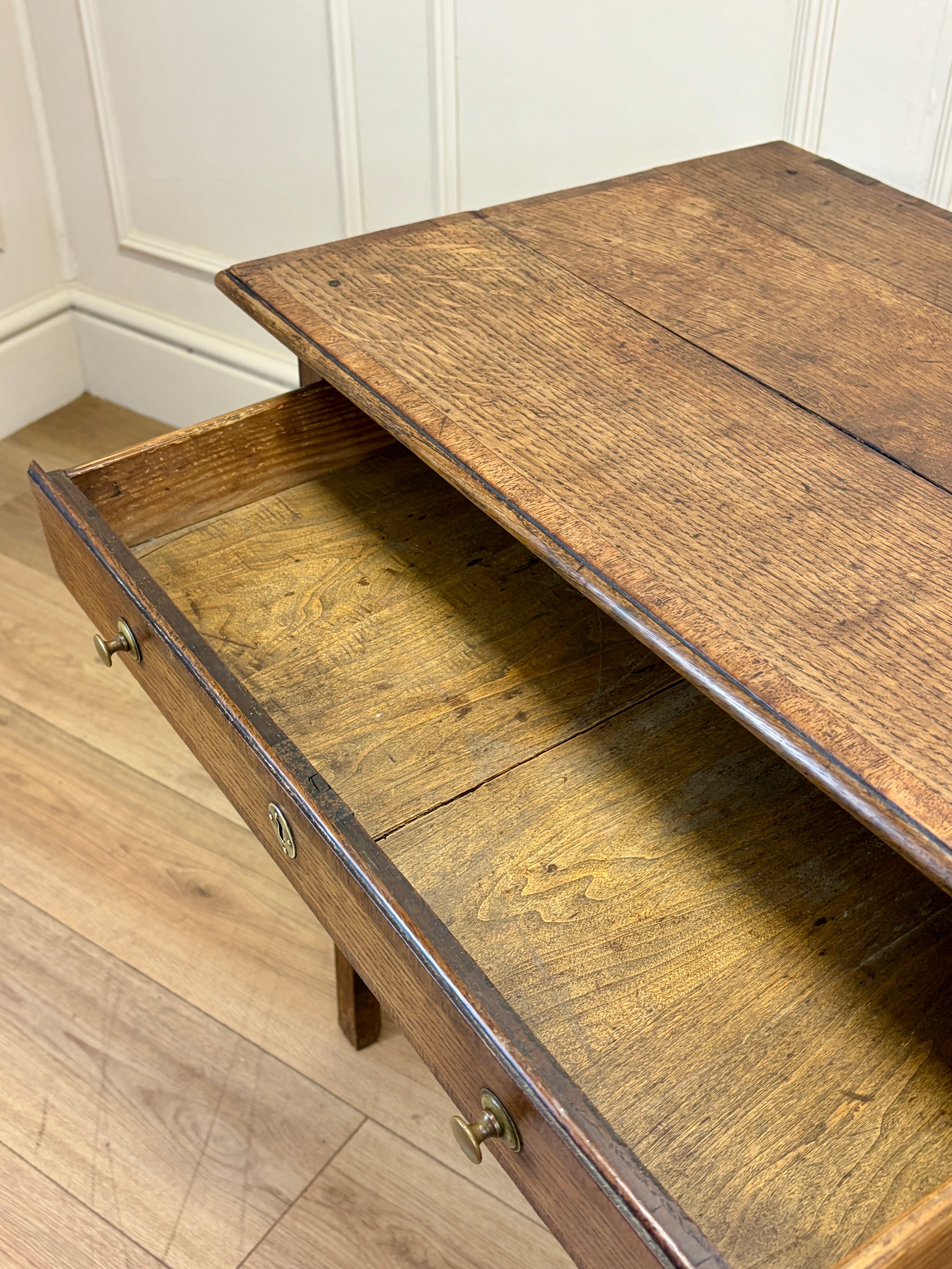 antique-georgian-light-oak-side-table-frieze-drawer-front