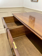 Antique Georgian mahogany and satinwood banded chest of drawers with two short and three long drawers on bracket feet