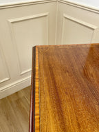 Antique Georgian mahogany and satinwood banded chest of drawers with two short and three long drawers on bracket feet