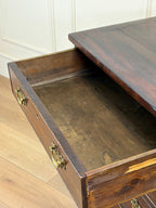 Antique Georgian mahogany small chest of drawers with four drawers and brass plated handles
