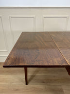 Antique Georgian Mahogany Square Kitchen Table with drop leaves, tapered legs, and rich mahogany finish, ideal for small cottage or farmhouse interiors.