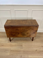Antique Georgian Mahogany Square Kitchen Table with drop leaves, tapered legs, and rich mahogany finish, ideal for small cottage or farmhouse interiors.