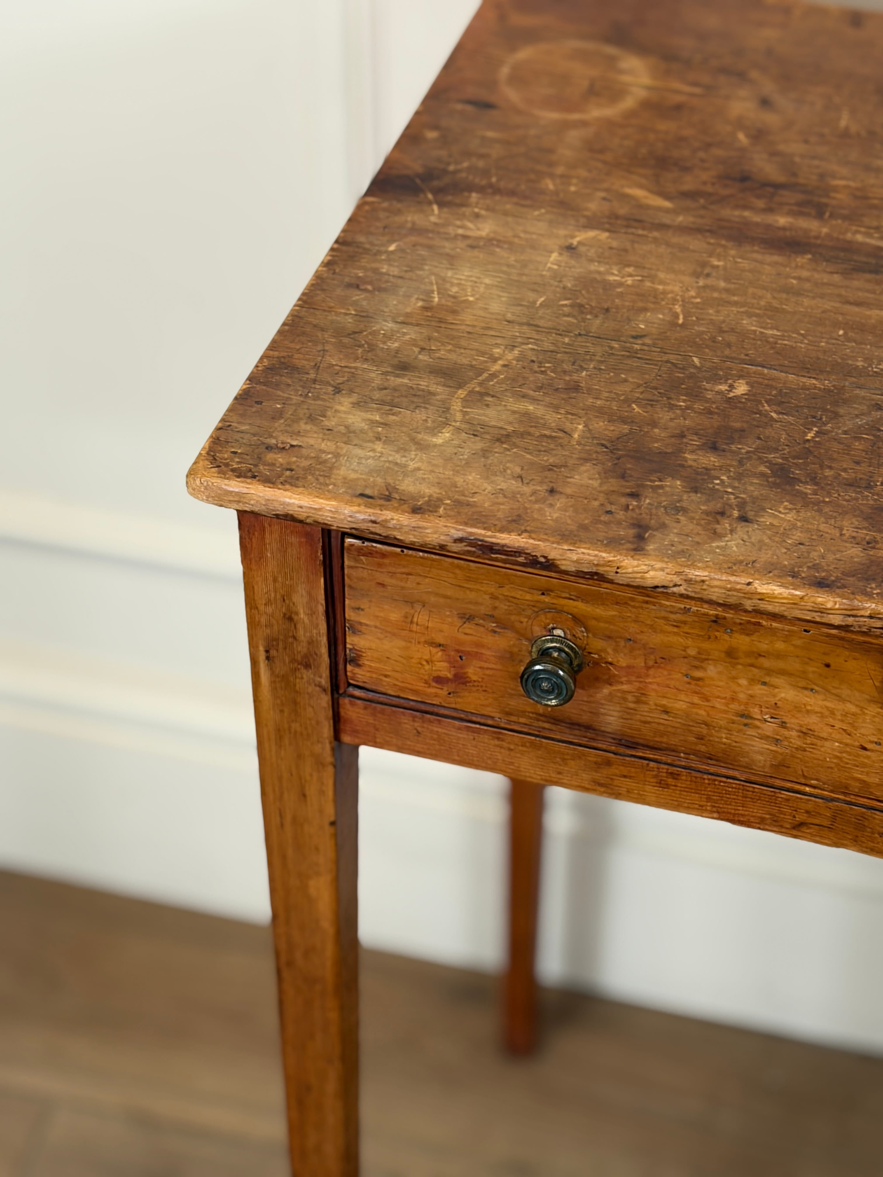 Small antique pine side table for farmhouse, cottage and country interiors