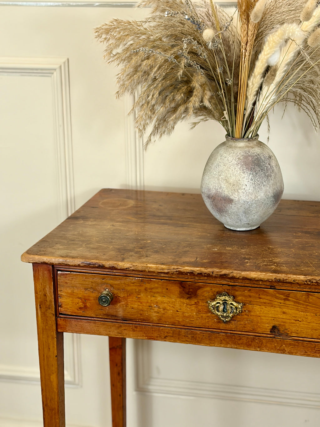 Small antique pine side table for farmhouse, cottage and country interiors