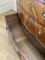 ntique Regency mahogany bowfront chest of drawers with two short over three long drawers, ideal chest of drawers for bedroom in a cottage interior.