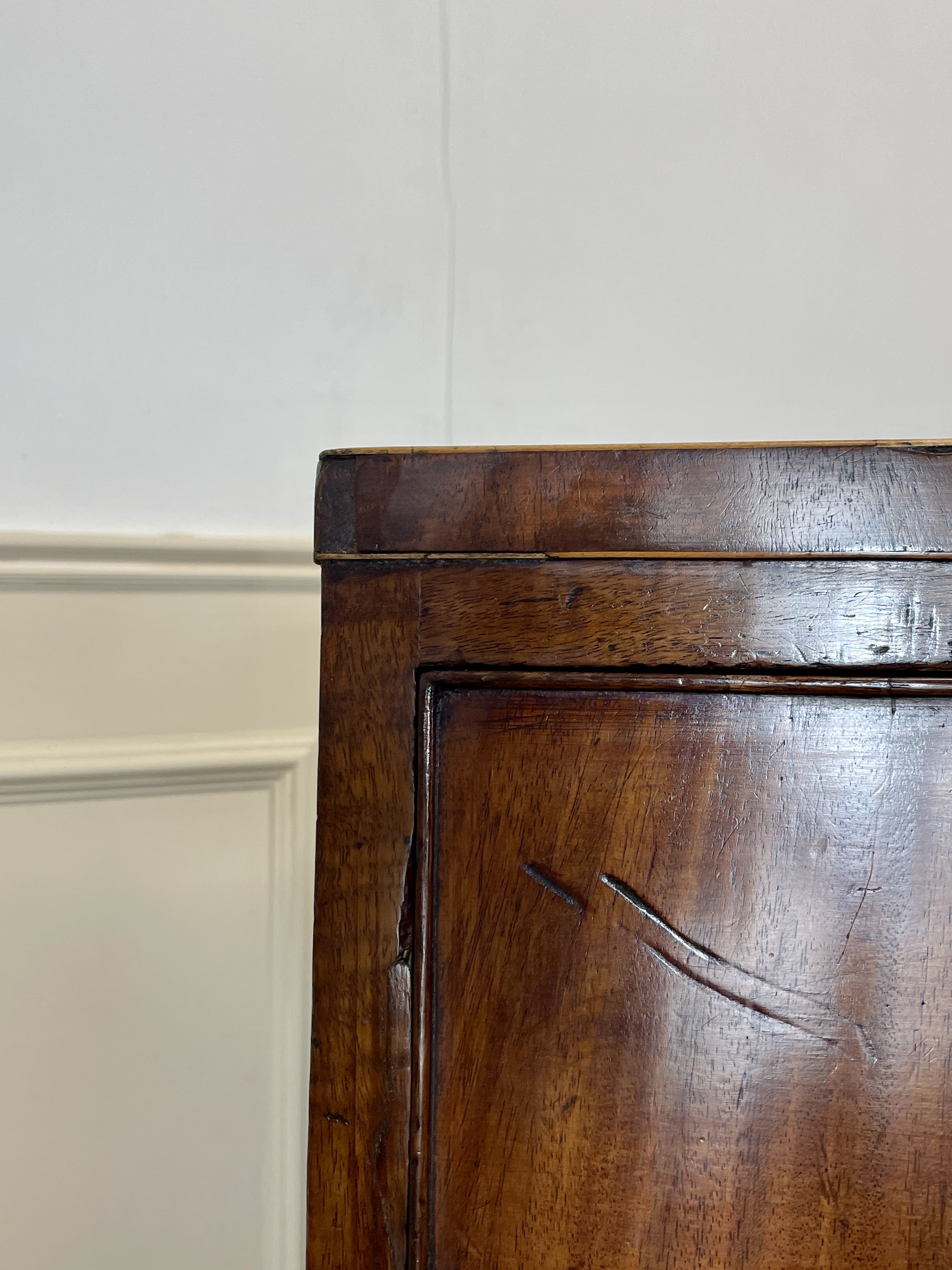 ntique Regency mahogany bowfront chest of drawers with two short over three long drawers, ideal chest of drawers for bedroom in a cottage interior.