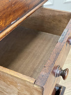 Antique Victorian Burr Walnut Davenport Writing Desk with original dark green leather top, boxwood stringing, side drawers, and turned columns on castors.