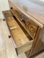 Antique Victorian small mahogany chest of drawers with four deep drawers and mother of pearl handles, perfect chest of drawers for bedroom or cottage interior
