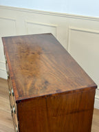 Wooden desk with a wainscoted wall in the background