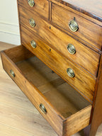 Antique mahogany chest of drawers with smooth drawers and farmhouse character