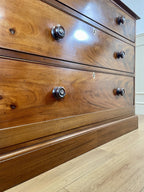 Antique Victorian small mahogany chest of drawers with four deep drawers and mother of pearl handles, perfect chest of drawers for bedroom or cottage interior