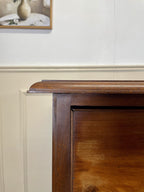 Antique Victorian small mahogany chest of drawers with four deep drawers and mother of pearl handles, perfect chest of drawers for bedroom or cottage interior