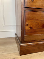 Antique Victorian small mahogany chest of drawers with four deep drawers and mother of pearl handles, perfect chest of drawers for bedroom or cottage interior
